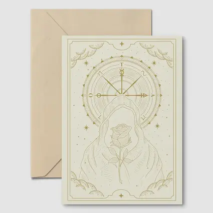 Hooded Figure Rose Compass Mystical Gold Art