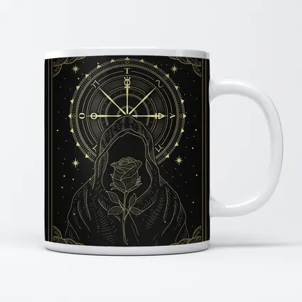 Hooded Figure Rose Gold Compass Dark Art