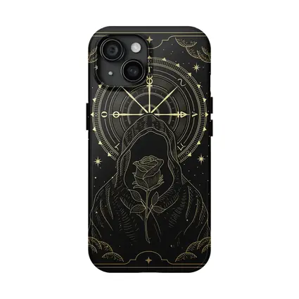 Hooded Figure Rose Gold Compass Dark Art
