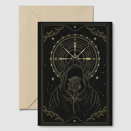 Hooded Figure Rose Gold Compass Dark Art