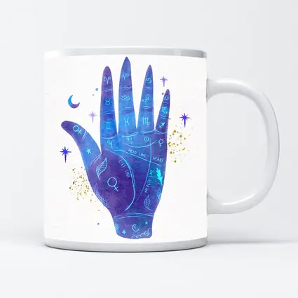 Watercolor Palmistry Hand Zodiac Signs Art