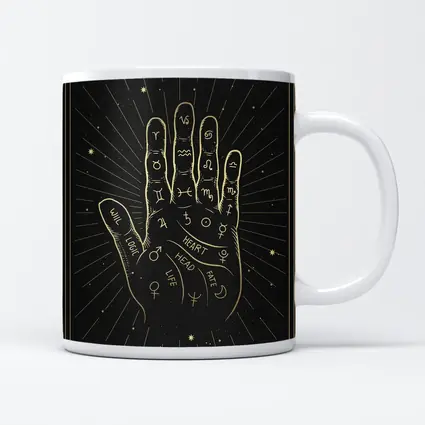 Palmistry Hand Zodiac Symbols Gold Black