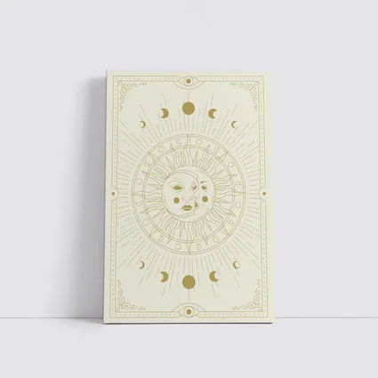 Celestial Sun Moon Phases Gold Beige Art
