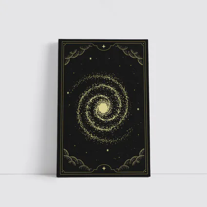 Gold Spiral Galaxy Black Mystical Tarot Art