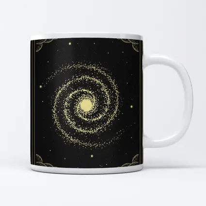 Gold Spiral Galaxy Black Mystical Tarot Art