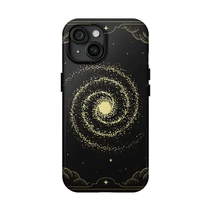 Gold Spiral Galaxy Black Mystical Tarot Art