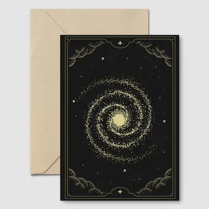Gold Spiral Galaxy Black Mystical Tarot Art
