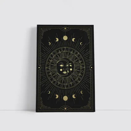 Gold Sun Moon Phases Mystical Black Art
