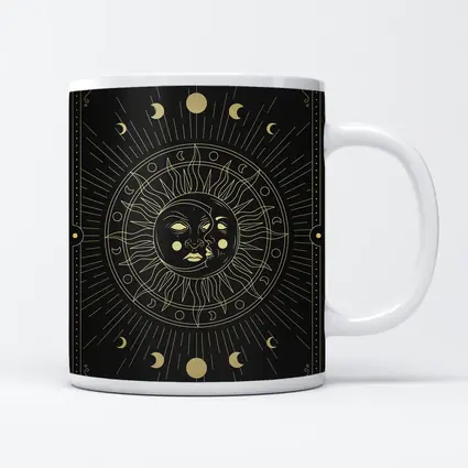 Gold Sun Moon Phases Mystical Black Art