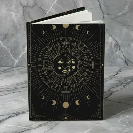 Gold Sun Moon Phases Mystical Black Art