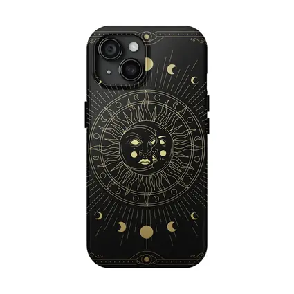 Gold Sun Moon Phases Mystical Black Art