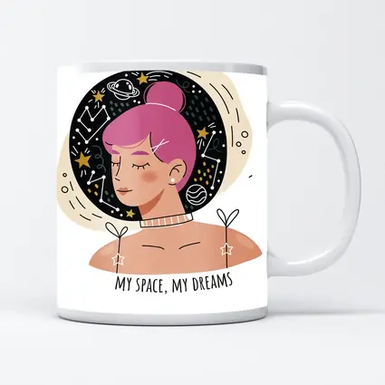 Pink Hair Girl Space Dreams Illustration Art