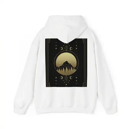Gold Moon Phase Mountain Night Sky Art