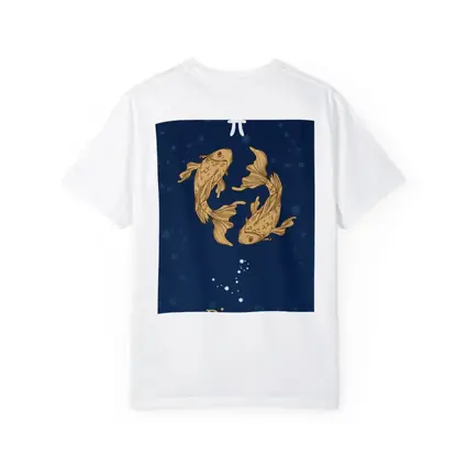 Pisces Zodiac Sign Gold Fish Dark Blue