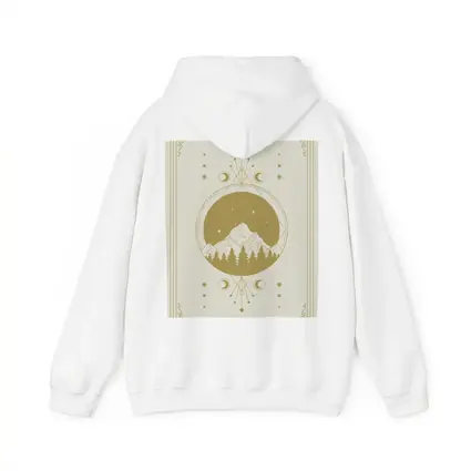 Celestial Mountain Forest Moon Phase Gold Art