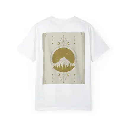 Celestial Mountain Forest Moon Phase Gold Art