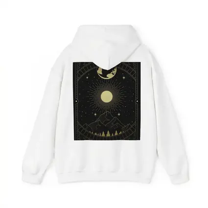 Gold Celestial Mountain Sun Moon Art