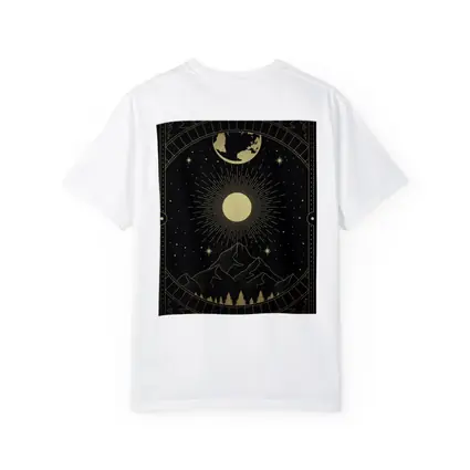 Gold Celestial Mountain Sun Moon Art