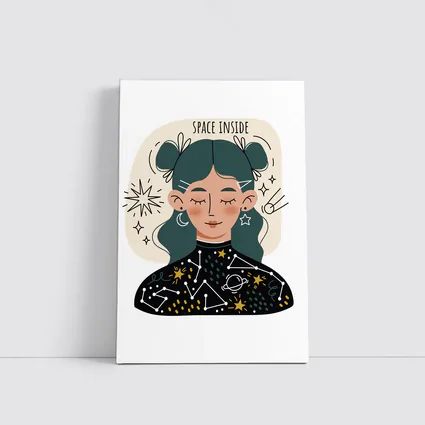 Space Inside Girl Celestial Constellation Art