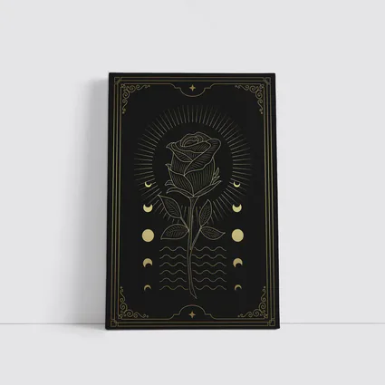 Gold Rose Moon Phases Dark Mystical Art