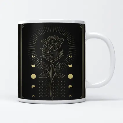 Gold Rose Moon Phases Dark Mystical Art