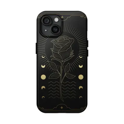 Gold Rose Moon Phases Dark Mystical Art