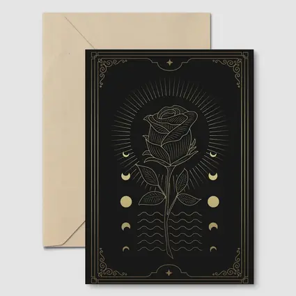 Gold Rose Moon Phases Dark Mystical Art
