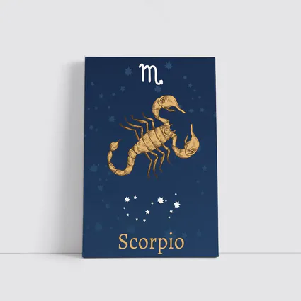 Scorpio Zodiac Sign Gold Scorpion Blue