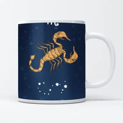 Scorpio Zodiac Sign Gold Scorpion Blue