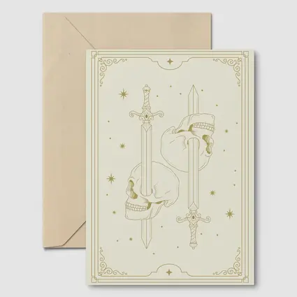 Gold Skull Sword Mystical Tarot Art