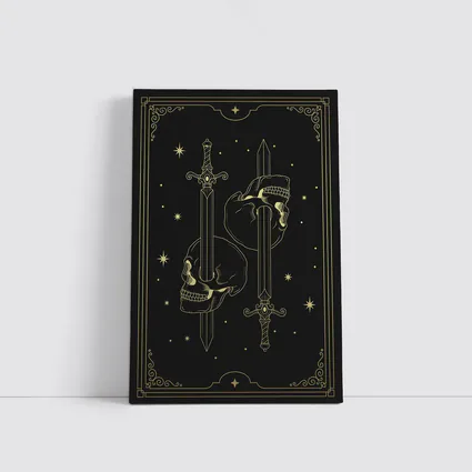 Gold Skull Swords Dark Mystical Tarot Art
