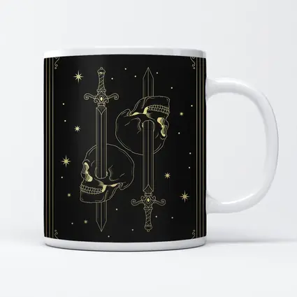 Gold Skull Swords Dark Mystical Tarot Art