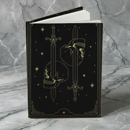 Gold Skull Swords Dark Mystical Tarot Art