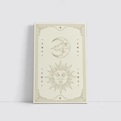 Sun and Moon Celestial Boho Beige Art
