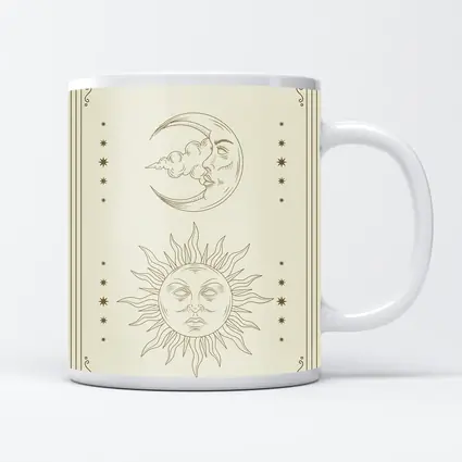 Sun and Moon Celestial Boho Beige Art