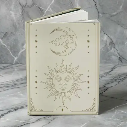 Sun and Moon Celestial Boho Beige Art