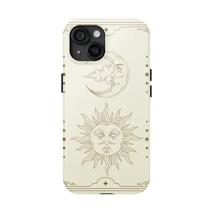 Sun and Moon Celestial Boho Beige Art