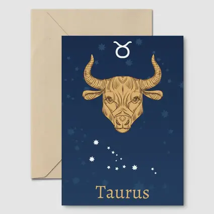 Taurus Zodiac Sign Gold Bull Stars