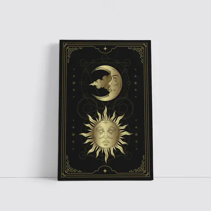 Gold Sun and Moon Mystical Dark Art