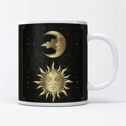 Gold Sun and Moon Mystical Dark Art