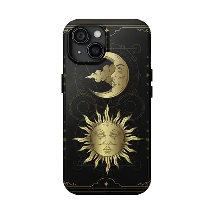 Gold Sun and Moon Mystical Dark Art