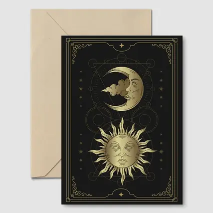 Gold Sun and Moon Mystical Dark Art