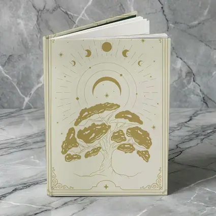 Gold Mystical Tree Moon Celestial Art