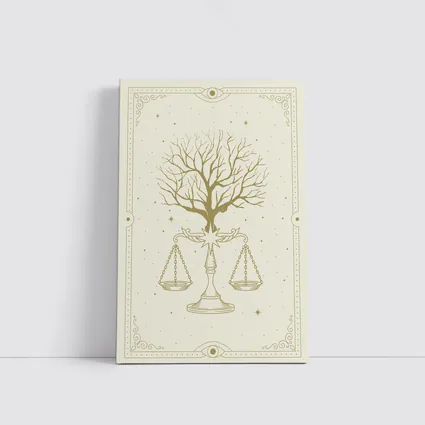 Libra Scales Tree Celestial Beige Gold Art