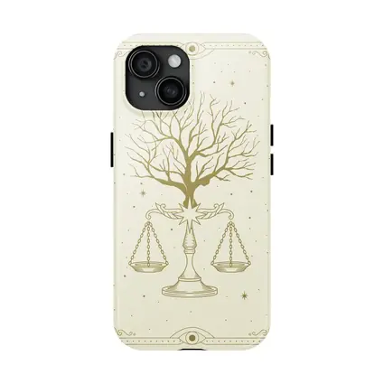 Libra Scales Tree Celestial Beige Gold Art