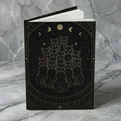 Black Cats Gold Moon Phases Night Sky