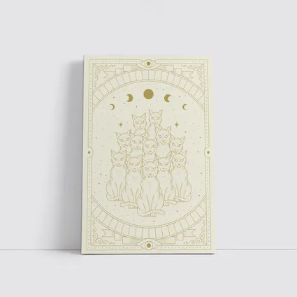 Mystical Cats Moon Phase Gold Art
