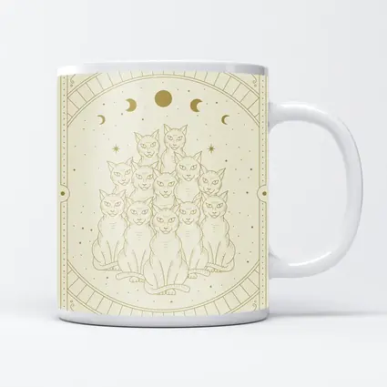 Mystical Cats Moon Phase Gold Art