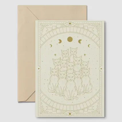 Mystical Cats Moon Phase Gold Art