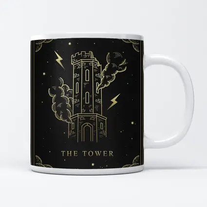 The Tower Tarot Card Gold Black Art